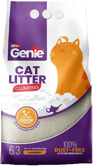 Genie Ultra-Clumping Cat Litter 5KG – Lavender, Dust-Free, Odor Control