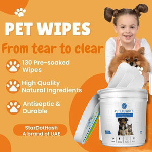 Eye Wipes for Tear Stains - 200 Wipes per Pack for Dogs & Cats