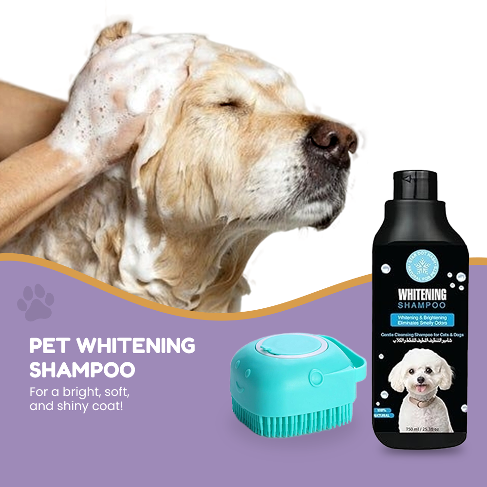Deep Cleaning & Whitening Pet Shampoo and Brush Bundle
