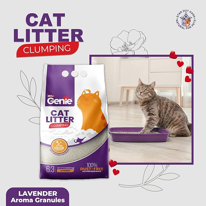 Genie Ultra-Clumping Cat Litter 5KG – Lavender, Dust-Free, Odor Control