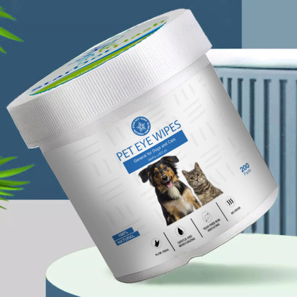 Eye Wipes for Tear Stains - 200 Wipes per Pack for Dogs & Cats