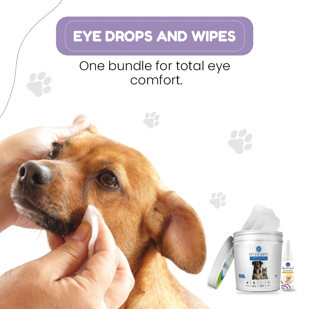 Eye Drops and Wipes Bundle for Dog & Cat Eye Care
