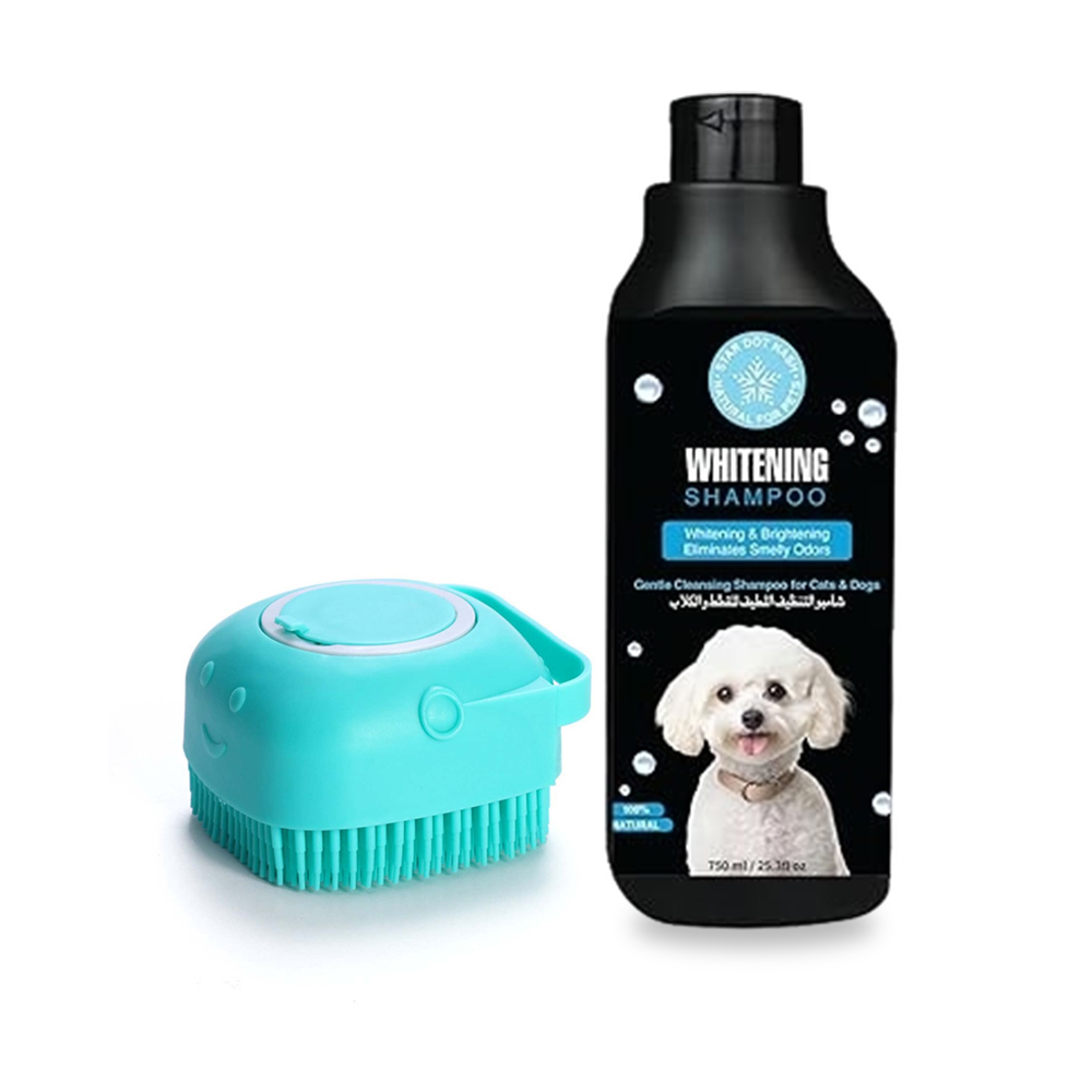 Deep Cleaning & Whitening Pet Shampoo and Brush Bundle
